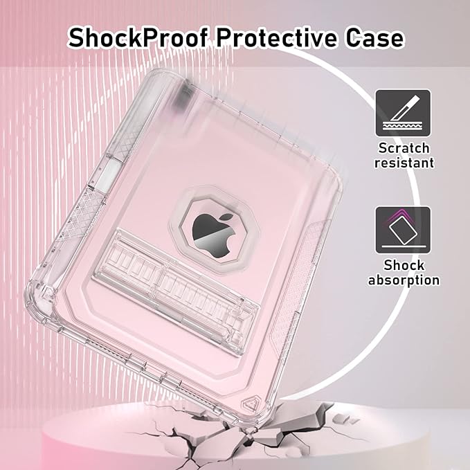 ZoneFoker Case for iPad mini A17 Pro, for iPad mini 7th/6th Generation Case 8.3 inch 2024/2021 with Pencil Holder/Stand, Slim Cover for i Pad Mini 7/6 (Clear)