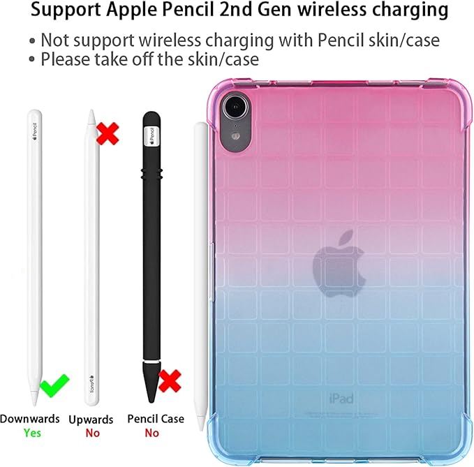 Translucent Case for iPad mini 7 A17 Pro 2024 & iPad mini 6 2021, Frosted Back Soft TPU Shockproof Matte Clear Silicone Bumper Shell for iPad mini 7th/6th Generation 8.3 inch, Pink & Green