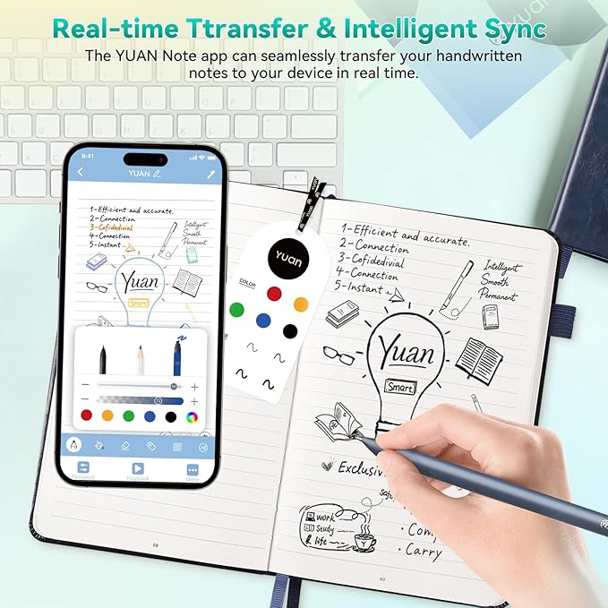 Digital Pen Writing Set - Smart Pen for Note-Taking with Notebook, Real time Sync Digitizing for Paper Notes Meeting Convert to Text Storing Sharing Sync Pen with Notebook is Good Christmas Tech Gifts