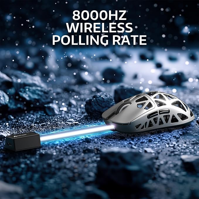 ATTACK SHARK R2PRO 45g Superlight Magnesium Alloy Mouse, PixArt PAW3950 Sensor, 42000DPI, 8000Hz Wireless Polling Rate, 2.4G/BT/Wired Gaming Mouse, Programmable Mice with Coiled Cable, PC/Mac, Grey