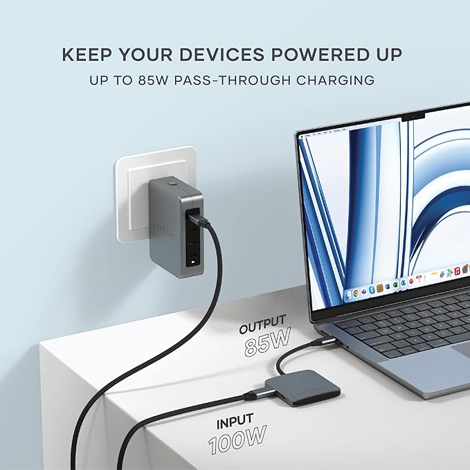 Satechi USB-C Hub: 4-in-1 with 100W Pass-Through & 10Gbps USB 3.2 for MacBook, iPad, Surface, Chromebook & More