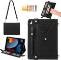 Handbag Case for iPad 9.7 Inch 2018/2017 (6th/5th Gen), iPad Air 2/Pro 9.7 Cover, Techcircle Cute Folio Stand Wallet Case w/Pencil Holder, Card Slots, Hand Strap, Shoulder Strap, Black