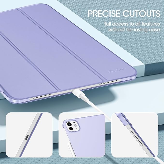 ProCase for iPad Pro 13 Inch Case M5 2025/ M4 2024, Smart Cover iPad Pro M5 M4 Case 13 Inch, Slim Stand Translucent Hard Shell Back, Supports Touch ID, Auto Wake/Sleep -Lightpurple