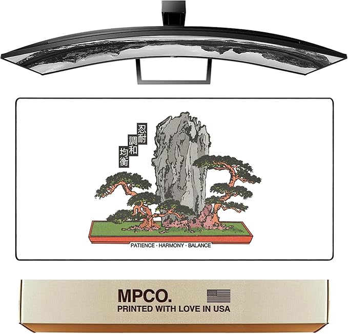 MPCO. Original Large Gaming Desk Mat – 36" x 17" Duraglyde OZGMX Bonsai Full Desk Mouse Pad for Smooth Precision – Non-Slip, Washable Extra-Large PC Mouse Pad for Gaming Sessions