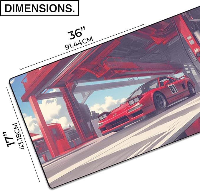 MPCO. Original Large Gaming Desk Mat – 36" x 17" Aeroglyde Manga Motors Miros-Honda Full Desk Mouse Pad for Smooth Precision – Non-Slip, Washable Extra-Large PC Mouse Pad for Gaming Sessions
