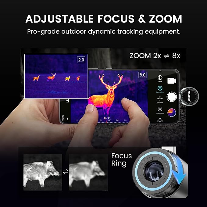 TNV30i Thermal Monocular for USB-C iPhone, iPad & Android, Night Vision Thermal Imaging Camera, 512×384 Super-Resolution 50Hz 20mK 1600-Yard Thermal Infrared Camera for Hunting, Building Detection