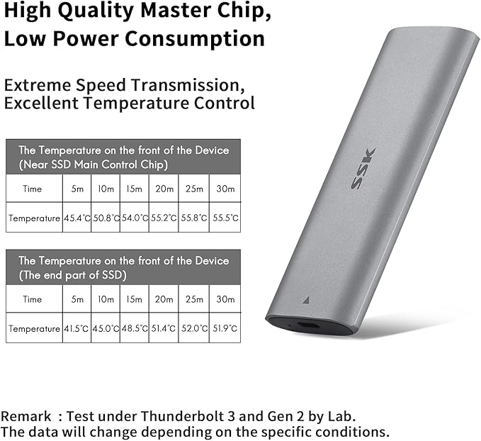 SSK M.2 NVMe Enclosure, Tool-Free SSD Enclosure Adapter, USB C 3.2 Gen 2 10Gbps PCIe MKey External Solid State Drive Case, Support UASP Trim for 2230/2242/2260/2280 (SATA NOT Supported)