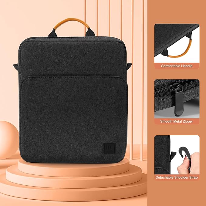 Dadanism 13 Inch Tablet Sleeve Shoulder Bag with Handle for iPad Pro 13" M4 2024, iPad Air 13", iPad Pro 12.9", Galaxy Tab S10+ Plus/S9 FE+/S9+ Plus 12.4", Remarkable Paper Pro 11.8", Black Gray