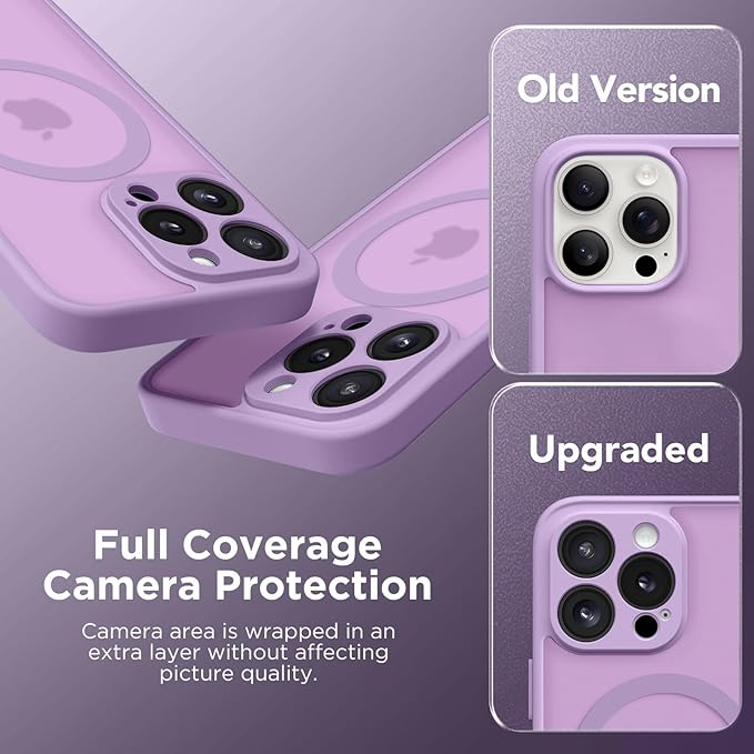 CAPRRO Magnetic for iPhone 13 Pro Max Case, [Compatible with MagSafe] [Full Camera Protection] Shockproof Protective Slim Translucent Matte Phone Case for iPhone 13 Pro Max 6.7'', Elegant Purple