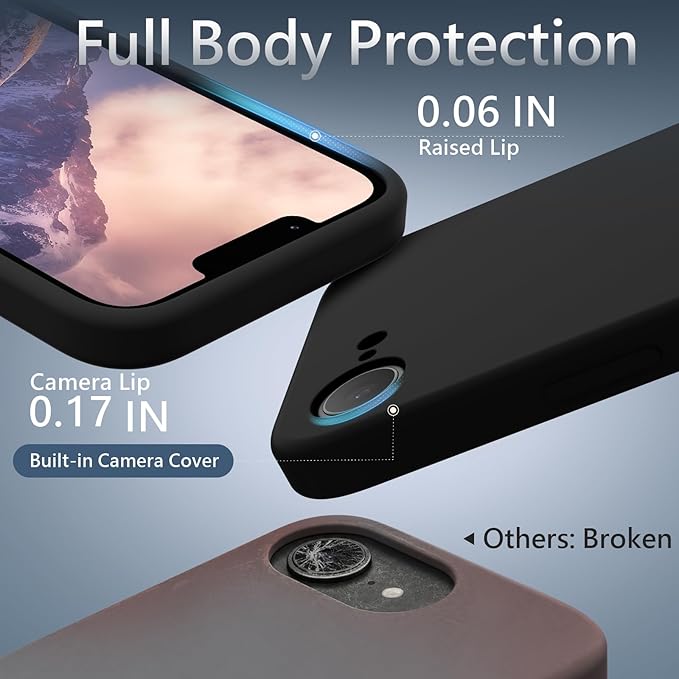 FireNova Magnetic for iPhone 17e Case/iPhone 16e Case, Compatible with MagSafe, [Silicone Camera Protection] Microfiber Lining Phone Case, 6.1", Black