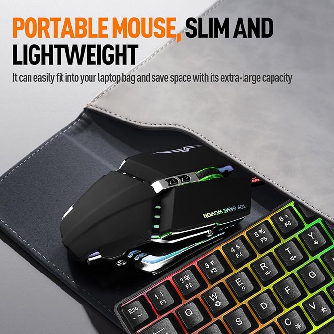 Guiheng Wired 60% Gaming Keyboard and Mouse Combo, Ultra-Compact 61 Keys RGB Backlit Mini Keyboard, Lightweight 3200 DPI Optical Mouse, Gaming Set for Windows, PC, MAC, PS5, Xbox Gamer (Black)