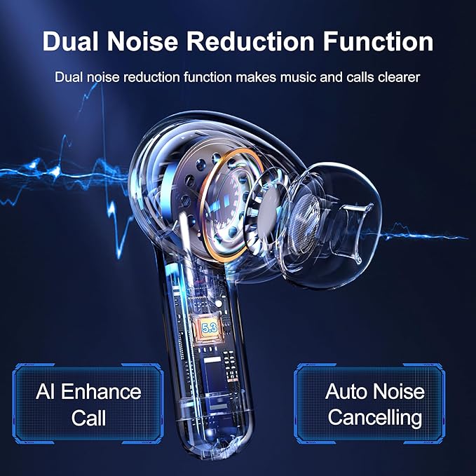 Earbuds, Wireless Earbuds 2026 Bluetooth 5.3 Headphones, 56Hrs Hi-Fi Stereo Deep Bass Earphones with 4 ENC Noise Cancelling Headphones Mics, IPX7 Waterproof Ear Buds for iPhone Android Phones Laptop
