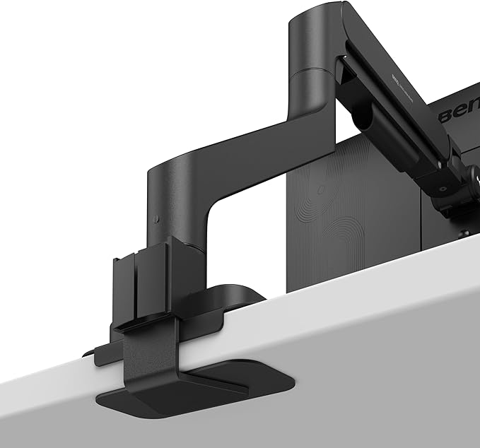BenQ BSH01 Ergo Monitor Arm -Gas Spring Monitor Stand for Up to 45'' & 44lbs Screens, Heavy Duty, Quick Installation, No Sagging, Top Clamp and Grommet Base, Reinforcement Plate, VESA 75x75 &100x100mm