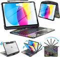 SIBEITU Keyboard Case for iPad A16 11th Gen 11" 2025 & 10th Gen 10.9" 2022, Clear Wireless Keyboard Protective Cover with Multi-Touch Trackpad, 7-Color Backlight & 3-Brightness, 360 Rotatable, Black