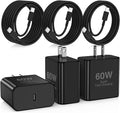 Hzevn 60W USB C Quick Wall Charger Block for Galaxy S26 Android Phones, 3Pack Super Fast Charger Adapter with Bulk 3/6/10FT Long USB C Charging Cable Cords for Samsung Galaxy S26+/S25/S24/S23 Ultra