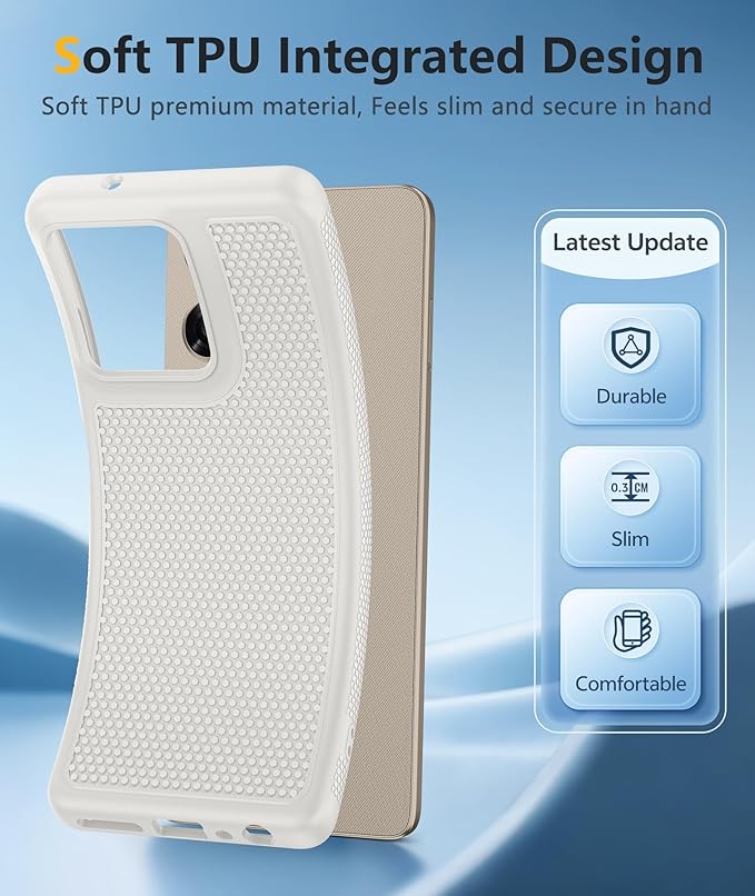 FNTCASE for Moto G-Power 2026 Case: Motorola Moto G Power 2025 Case 14FT Military Grade Drop Protection with Screen Protector Shockproof Anti-Slip Sweat-Resistant Matte TPU Daily Phone Cover (White)