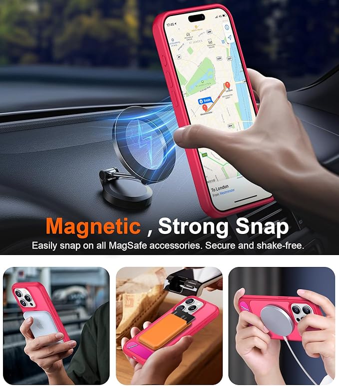 Magnetic Compatible with iPhone 15 Pro Case, [Built-in Invisible Kickstand][Compatible with MagSafe][Military Grade Shockproof] Slim Translucent Matte Phone Case for iPhone 15 Pro 6.1"