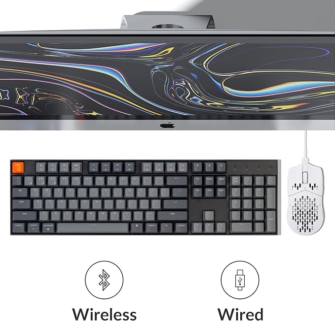 Keychron K10 Full Size 104 Keys Bluetooth Wireless Mechanical Gaming Keyboard for Mac Windows with Keychron Super Red Switch, Multitasking/White LED Backlight/USB C Wired Computer Keyboard