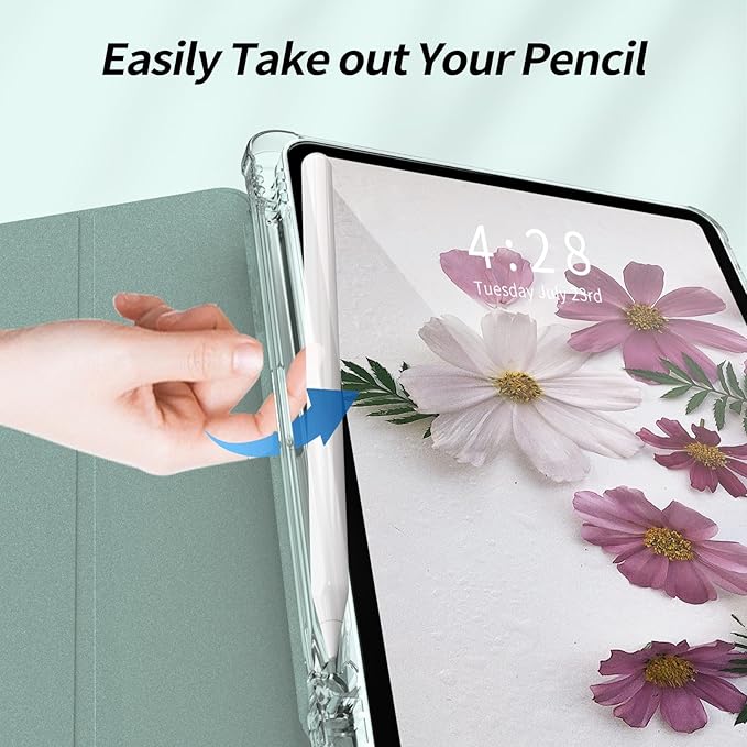 Kenke New iPad Pro 11 Inch Case 4th/3rd/2nd/1st Generation 2022/2021/2020/2018 Support 2nd Pencil Charge with Built-in Left Side Pencil Holder, Hard Frosted Back Cover & Colored Edge (Dark Green)