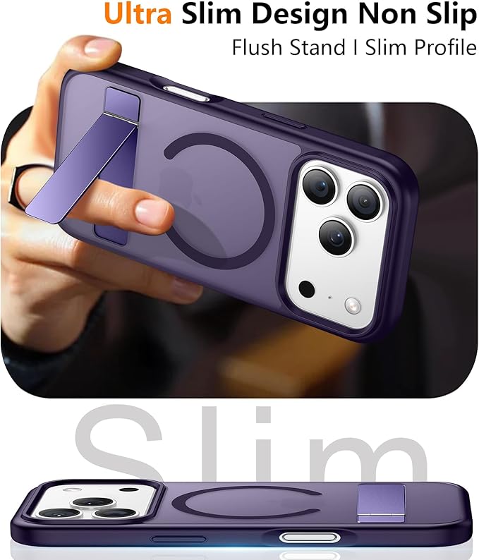 SPIDERCASE Magnetic for iPhone 17 Pro Max Case,with [3 Stand Ways] [Military Grade Drop Protection] with Invisible Stand Shockproof Slim Case for iPhone 17 Pro Max 6.9",Purple