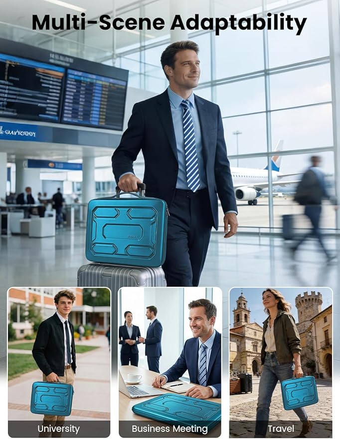 DOMISO Laptop Hard Case 17-17.3 inch Waterproof Shockproof Hard Shell Laptop Sleeve with Handle & Storage Pocket, Compatible with MacBook, HP, Dell, Teal