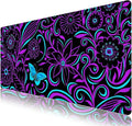 ARTSO Purple Large Gaming Mouse Pad with Stitched Edges, 35.4" x 15.7" Large Extended Computer Pad, Floral Mousepad Protector with Rubber Base for Laptop Office Accessories