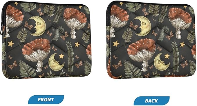 Vintage Magic Forest Moon Mushroom Laptop Sleeve - 13 to 14 Inch Cute Waterproof Computer Cover for Women & Men's Laptop Accessories