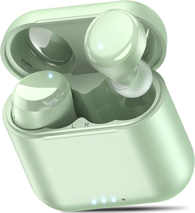 TOZO T6 Wireless Earbuds, Bluetooth 5.3 Ear Buds, Stereo Sound in Ear Headphones, 50 Hours Playtime, Wireless Charging Case, APP Customizable EQs, IPX8 Waterproof Earphones
