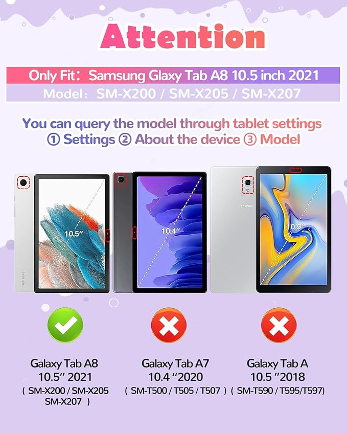 Wazzasoft for Samsung Galaxy Tab A8 10.5 Case Girls Cute Cat Kawaii Cover Girly 3D Cartoon Women Kitten with Rotating Handle Stand & Strap Soft Silicone Funda for Samsung A8 Tablet Cases