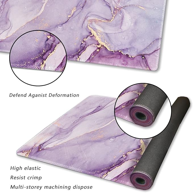Extended Gaming Mouse Pad XXL ArtSo Large Keyboard Mat Long Mousepad Desk Decor Writing Pad Non Slip Rubber Base Stitched Edges for Work, Game, Office, Home, 35.1" x 15.7", Purple Blue Marble