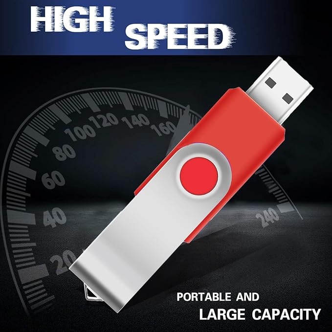 1GB USB Flash Drive 1PCS, EASTBULL USB 2.0 Thumb Drive Swivel USB Stick Memory Stick Metal Thumb Drive (Red)