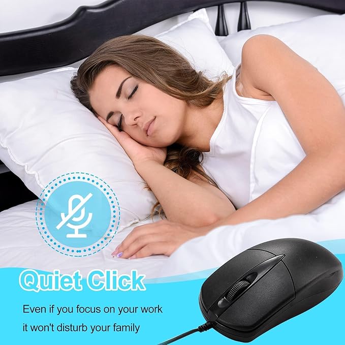 60 PCS Black Wired USB Computer Mouse Bulk - 1000 DPI 3 Button Corded With Home Office Noiseless Simple for Laptop Desktop PC (YX-Mouse60)
