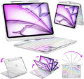 SIBEITU Clear Wireless Keyboard Case for iPad Air 13-inch M4/M3/M2 (2026/20252024) & iPad Pro 12.9-inch 6th 5th 4th 3rd Gen, Precision Trackpad & 7-Color Backlit, Pencil Holder, 360°Rotatable, White