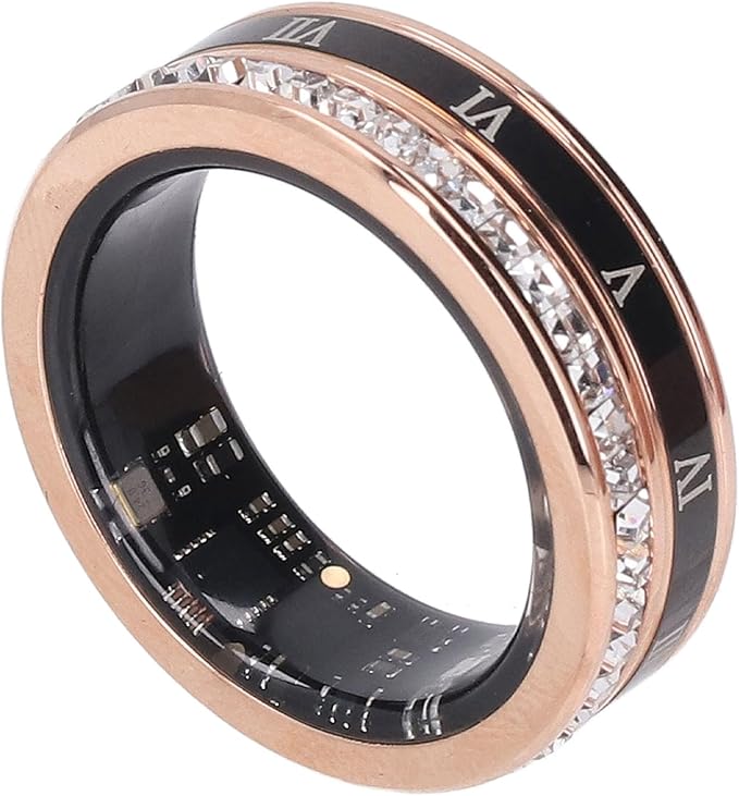 Smart Ring Health Tracker, Heart Rate Monitor Sleep Ring, Fitness Tracker for Monitoring Pressure, Oxygen, Step, Calories, Vintage Smart Rings for Men Women (9)
