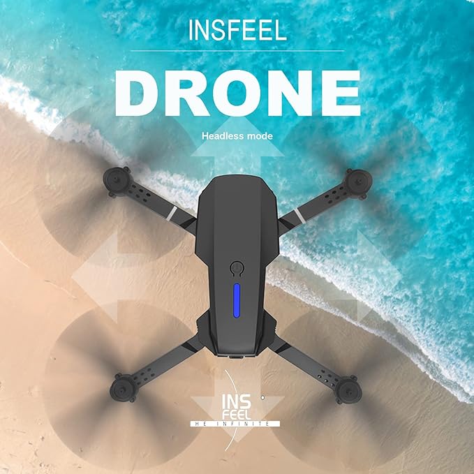 Mini Drone with Camera for Adults - Christmas Toy Gift for Beginner Age 15 Years Old - RC Quadcopter Multirotors | Foldable UAV | WiFi HD FPV Live Video | One Key Take Off/Land | Altitude Hold | Headless Mode | 360° Flip | Carrying Case (INSFEEL+ Black)