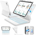 SIBEITU for iPad Air 11 Inch Case with Keyboard M4/M3/M2 (2026/2025/2024) & iPad Pro 11” 2018-2022/Air 5th/4th Gen, Detachable Case with Contact Connector, Magnetic Stand, Backlit Keyboard, White