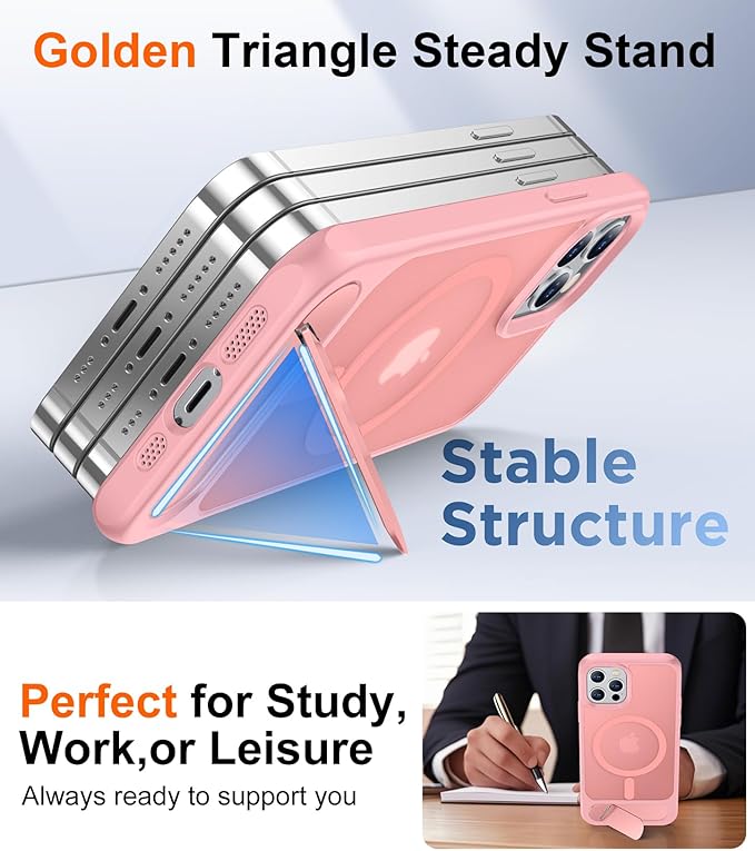 Magnetic Compatible with iPhone 12 Pro Max Case, [Built-in Invisible Kickstand][Compatible with MagSafe][Military Grade Shockproof] Slim Translucent Matte Phone Case for iPhone 12 Pro Max 6.7"