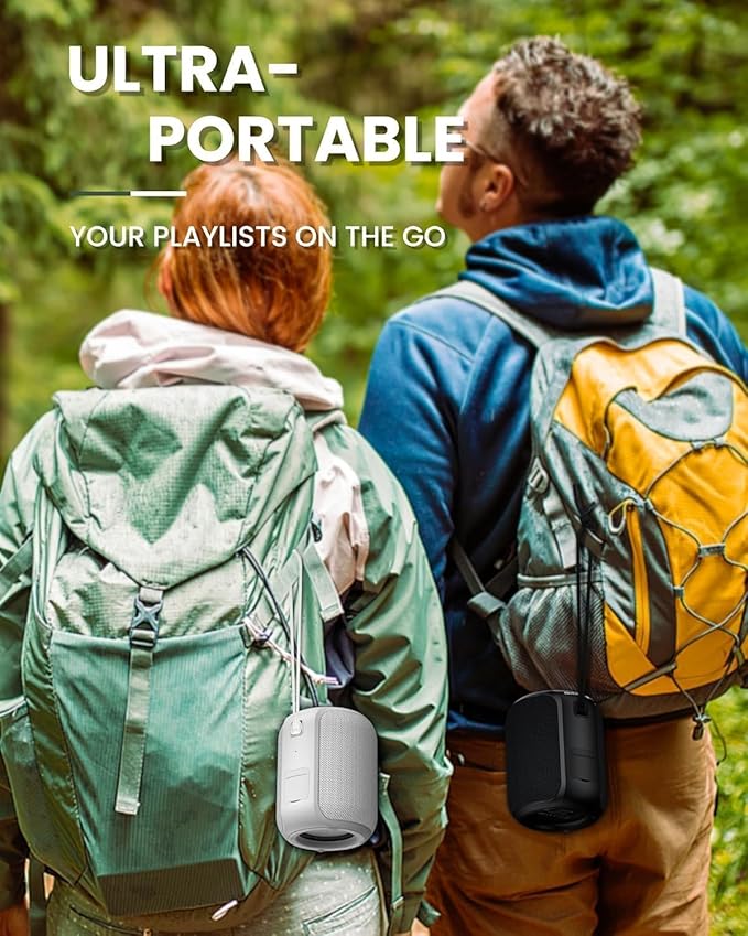 NOTABRICK Bluetooth Speaker with15W, IPX67 Waterproof Portable Speakers Bluetooth Wireless V5.0, Stereo Sound, Active Extra Bass, Double Pairing, for Party, Home Theater, Game Theater, Gray
