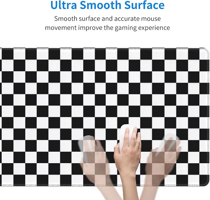 Black and Wite Checkerboard Mouse Pad Extended Large Gaming Mouse Pad XL Stitched Edges for Gamer Home Office 31.5 X 11.8 Inch