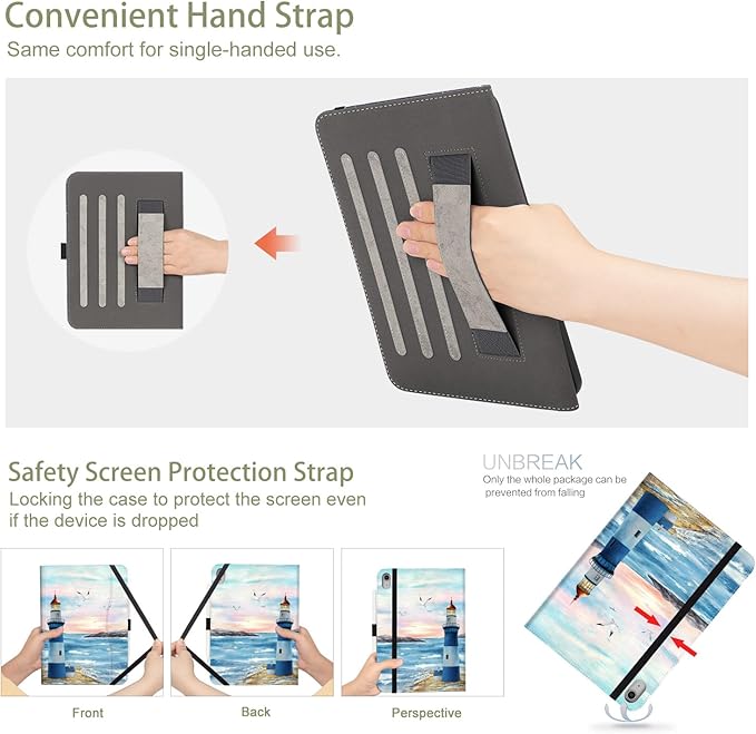 for iPad (A16) 11Th/10Th Generation Case 2025/2022, for iPad Case 11Th/10Th Generation, Fit iPad 10Th/11Th Gen Cover Pencil Holder/Hand Strap/Pocket/Adjustable Stand, Leopard
