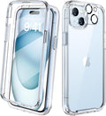 Diaclara Designed for iPhone 15 Case, Full Body Rugged Case with Built-in Touch Sensitive Anti-Scratch Screen Protector, with Camera Lens Protector for iPhone 15 6.1" (Clear)