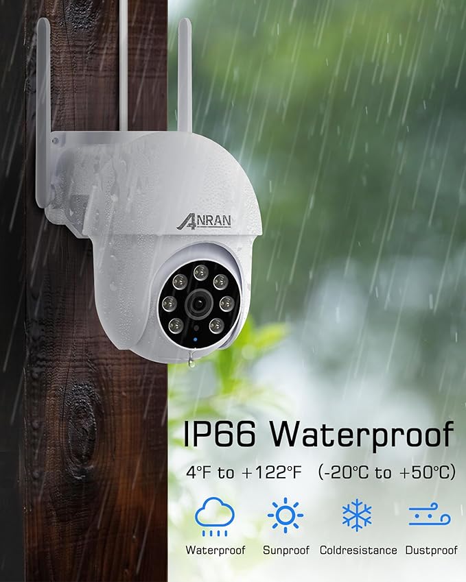 ANRAN 3K/5MP WiFi Security Camera for Home/House Outdoor: 2.4/5GHz Dual-Band, Auto-Tracking, 360° Pan-Tilt, 2-Way Audio, Full Color Night Vision, 24/7 Recording