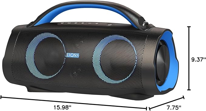 DOSS Extreme Boom Pro 100W Portable Speaker, 2+2 Channel, Deep Bass, IPX6 Waterproof, Bluetooth 5.3, 20H Playtime, Power Bank, Dynamic RGB Lights, Outdoor Speaker for Camping, Beach, Poolside - Blue