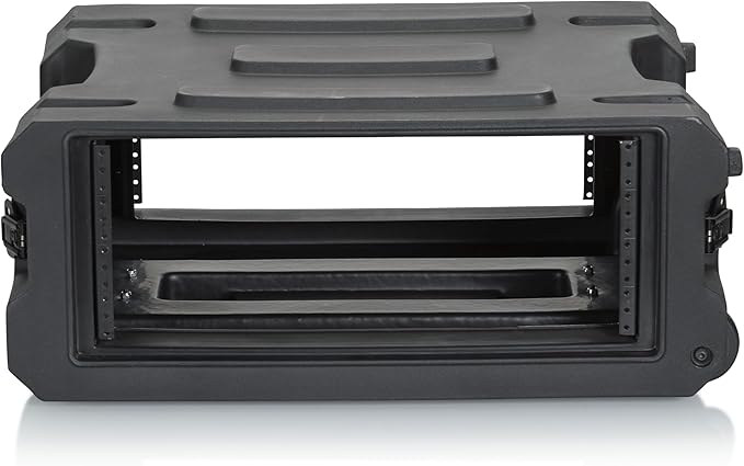 Gator Cases Pro Series 4U Rolling Rack Case with 19" Depth, Tow Handle & Recessed Wheels, Roto Molded Made in USA (G-PROR-4U-19)