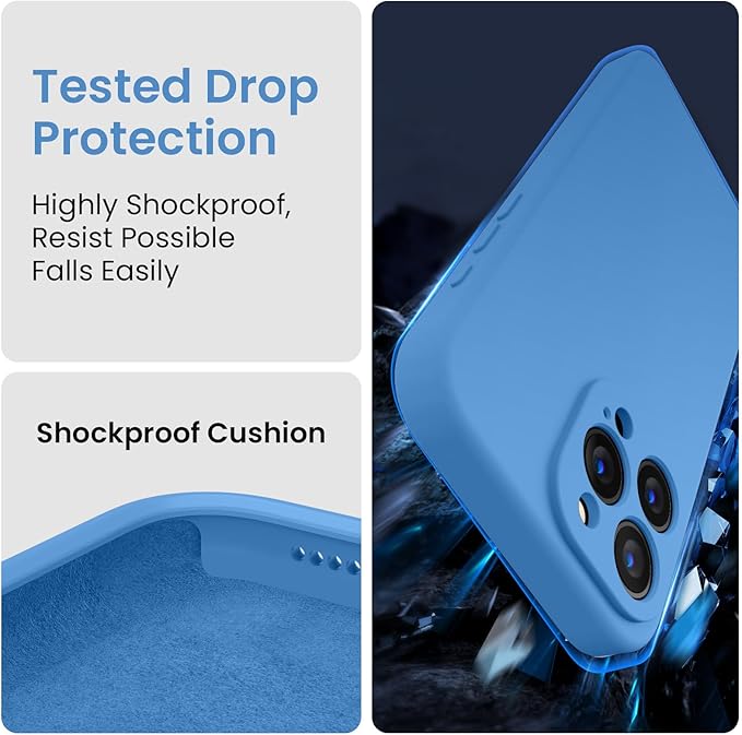 FireNova Designed for iPhone 15 Pro Case, Silicone Upgraded [Camera Protection] Phone Case, Soft Anti-Scratch Microfiber Lining Inside, 6.1 inch, Blue