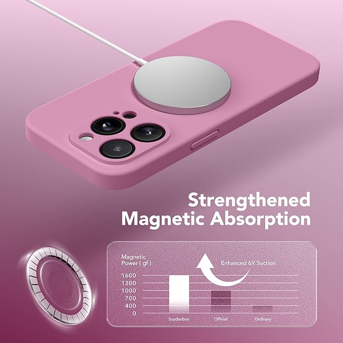 Magnetic for iPhone 13 Pro Max Case, Compatible with MagSafe, [Full Camera Protection][Screen Protector] Silicone Shockproof Protective Phone Case for iPhone 13 Pro Max 6.7", Blackcurrant