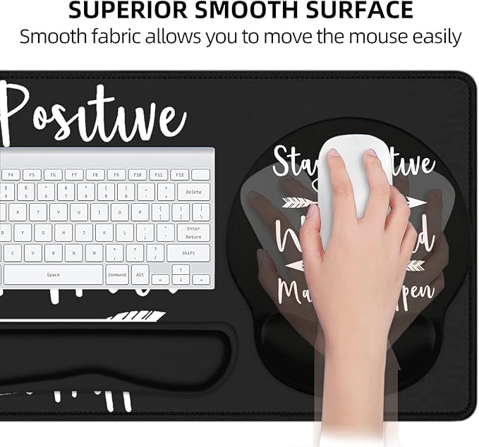 LATEEFAH Mouse Pad with Wrist Rest, Large Mouse Pad, Ergonomic Gaming Desk Pad Keyboard Wrist Rest Set, 4-in-1 Desk Mat Keyboard Mat for Home, Office