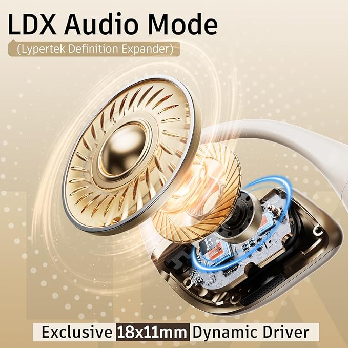 Open Ear Earbuds Wireless Bluetooth 5.4, 40H Playback Open Ear Headphones with Ear Hooks, ENC Noise Cancelling, IP55 Waterproof Sports Earbuds for Running Gym Workout Travel, Deep Bass Stereo