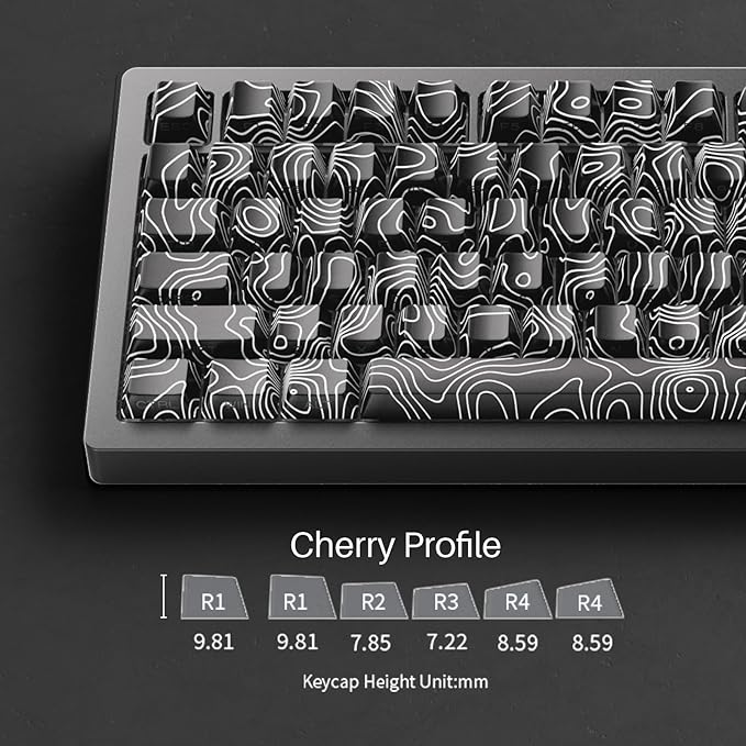 MONSGEEK M1 V5 Aluminum Mechanical Keyboard 75% Topographic Theme Quick Release Gaming Keyboard with Knob, 8000 mAH RGB Hot-swappable Black Custom with Side-Printed Keycaps Pre lubed Piano Switch