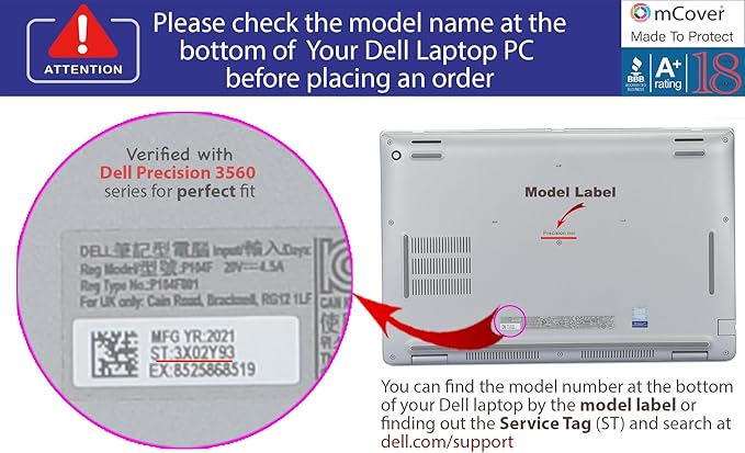 mCover Case Compatible for 2021～2025 15" Dell Precision 3560/3570 / 3580/3590 & Latitude 5520/5530 / 5540/5550 Series Windows Notebook PC (NOT Fitting Any Other Dell Models) - Black